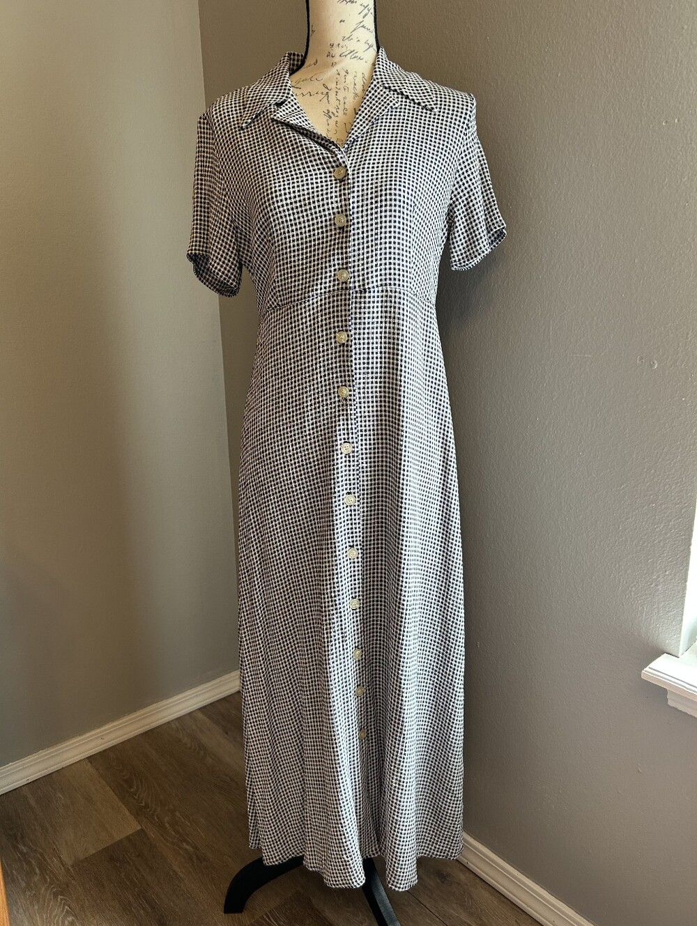 Vintage Jaclyn Smith Sz 10 Dark Blue & White Dress